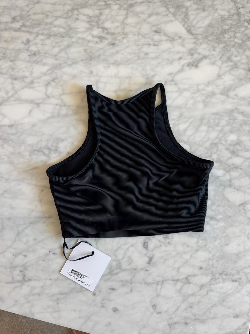 Beach Riot Black Ribbed High Neck Crop - Picture 2 of 3
